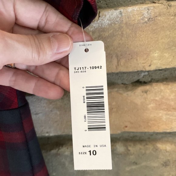 pendleton Plaid Wool MIDI Fit & Flare Dress Nwt 10 Red Olive Green - Picture 11 of 16